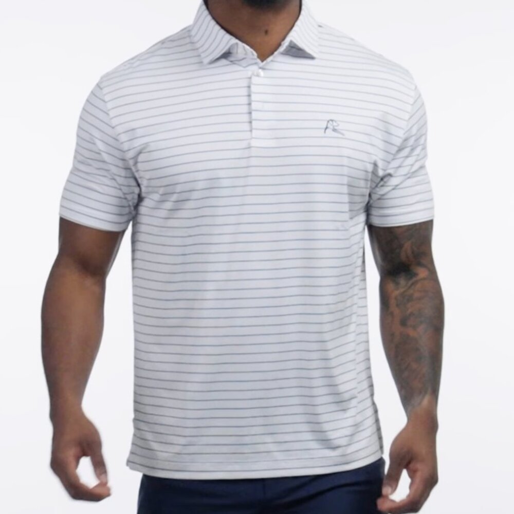 The Captain Stripe Men's Short Sleeve Performance Polo Rhoback Medium